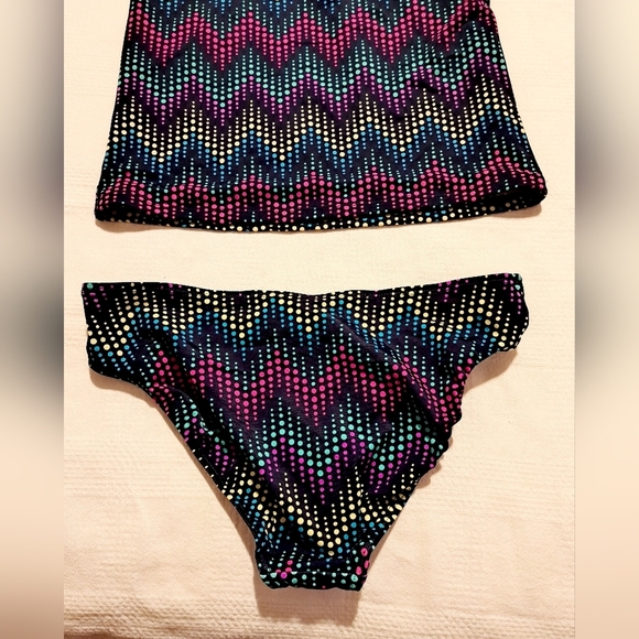 Lands' End girls size 10+ 2 piece racerback top bathing suit Dot design EUC - Picture 3 of 6